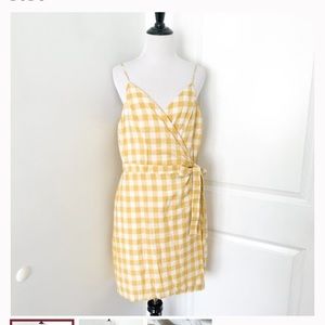 BCBG Yellow Gingham Wrap Dress